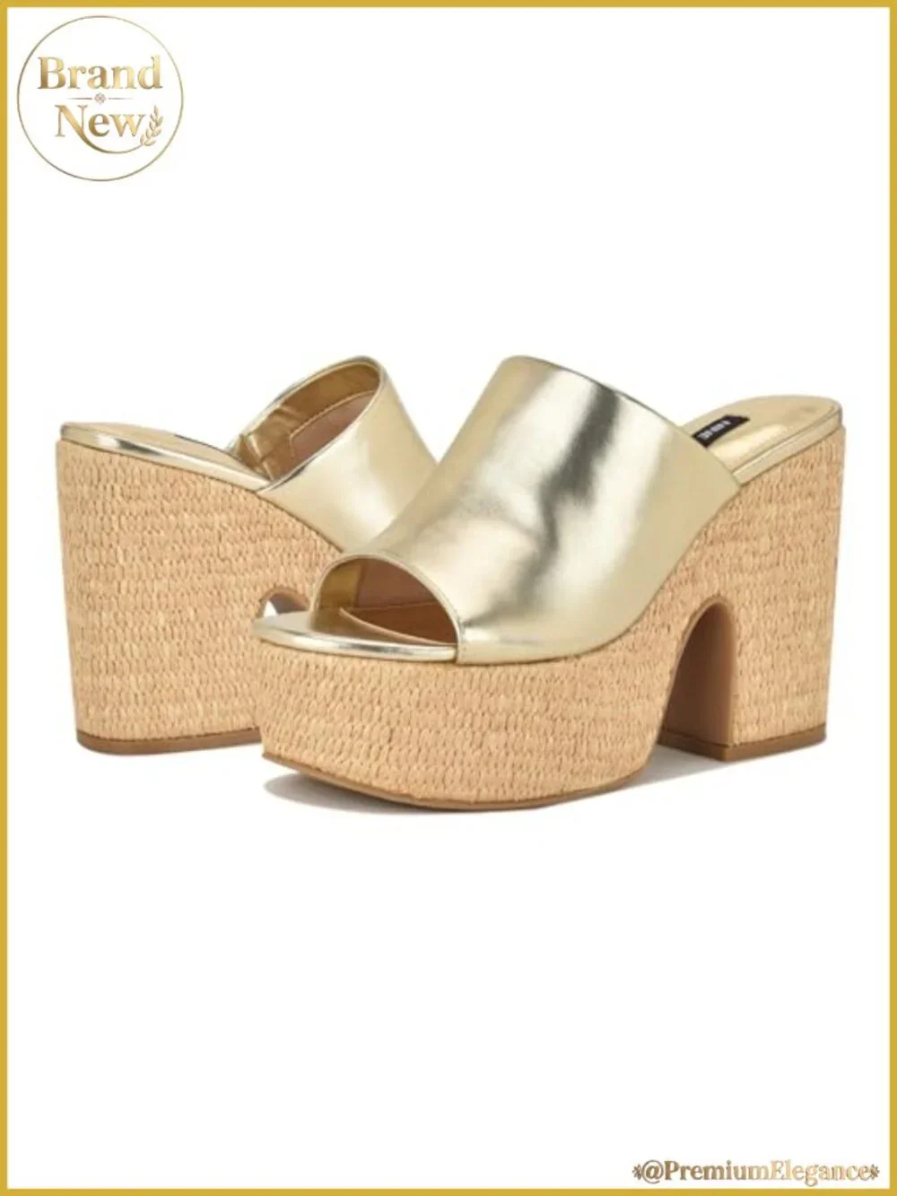 Platform Sandal Open Toe Slingback Slip On Faux Leather 4.72